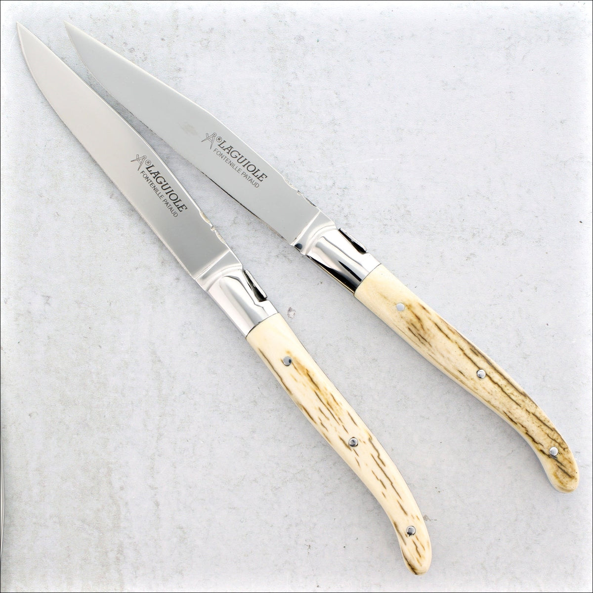 Laguiole Forged Steak Knives Fossilized Mammoth Tusk - B
