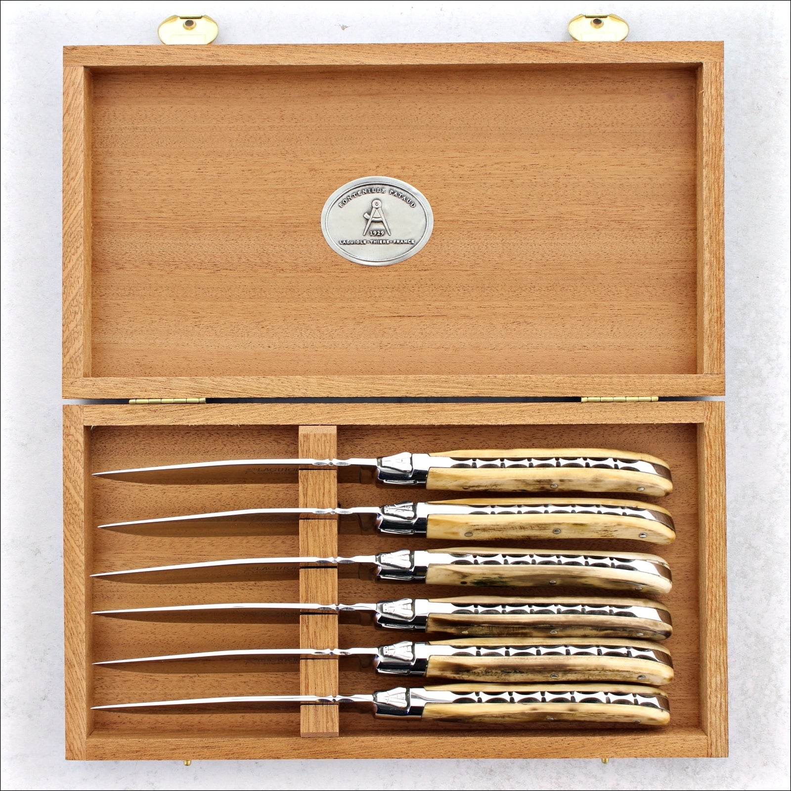 Laguiole Forged Steak Knives Fossilized Mammoth Tusk - Set of 6