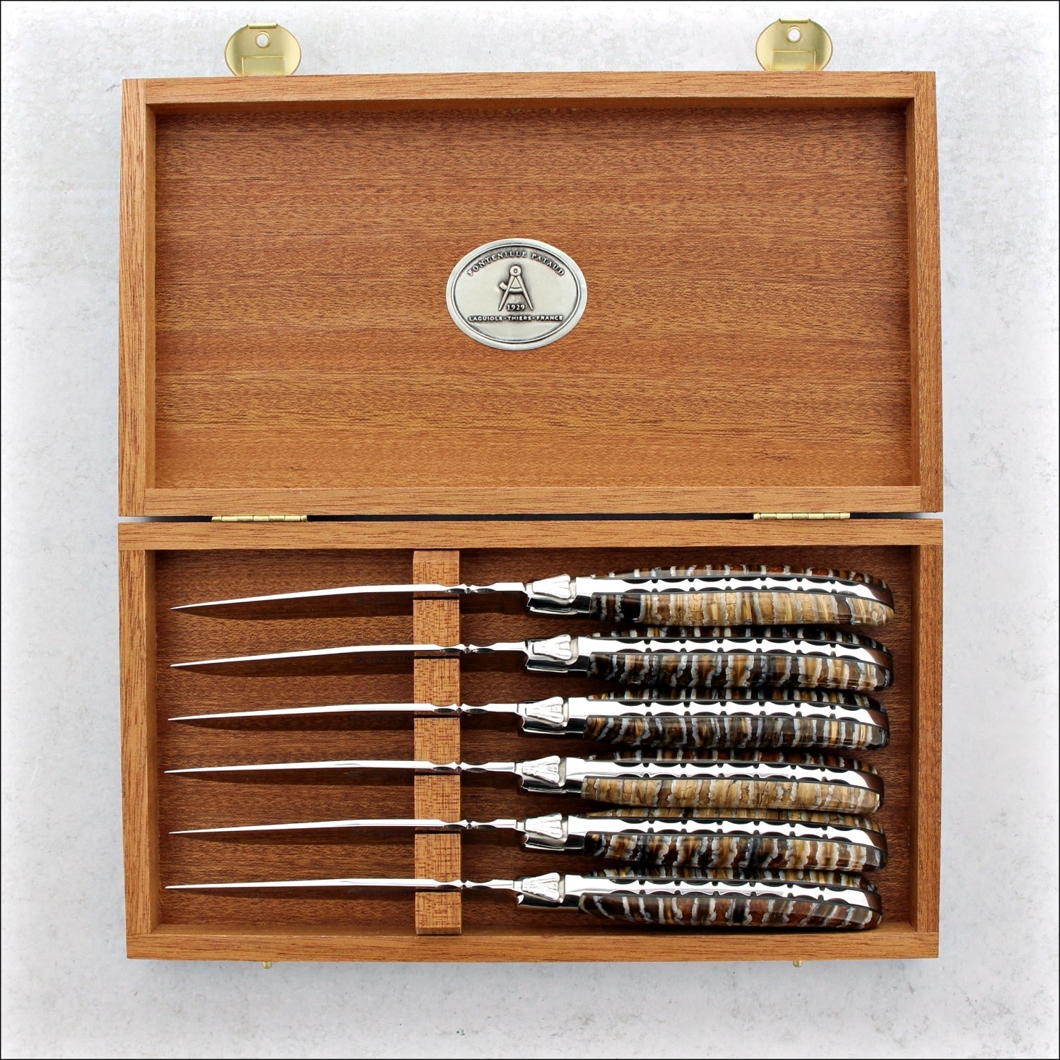 Laguiole Forged Steak Knives Fossilized Mammoth Tooth - Jupiter