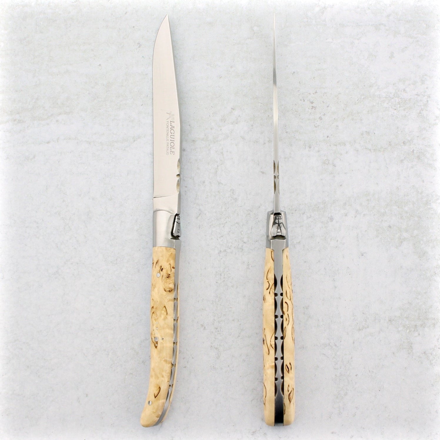 Laguiole Forged Steak Knives Karelian Birch by fontenille pataud - Laguiole  Imports
