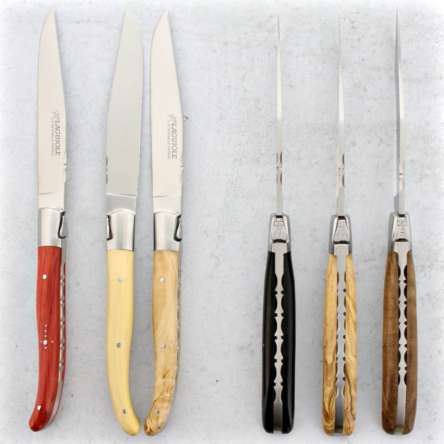 Laguiole Forged Steak Knives Mixed Wood Handle