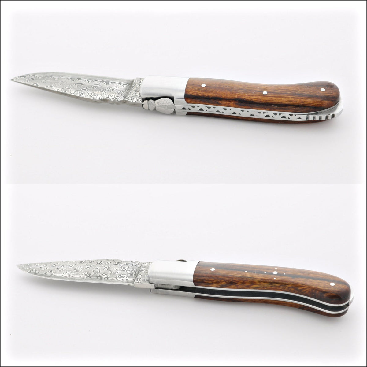 Laguiole Gentleman&#39;s Knife - Damascus Blade - Desert Ironwood