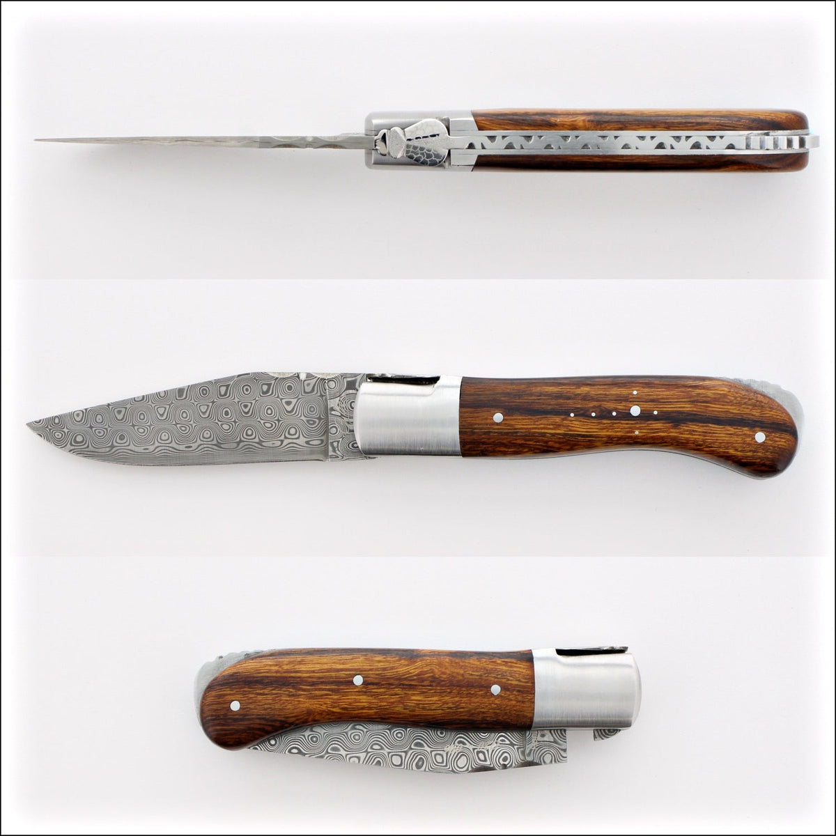 Laguiole Gentleman&#39;s Knife - Damascus Blade - Desert Ironwood