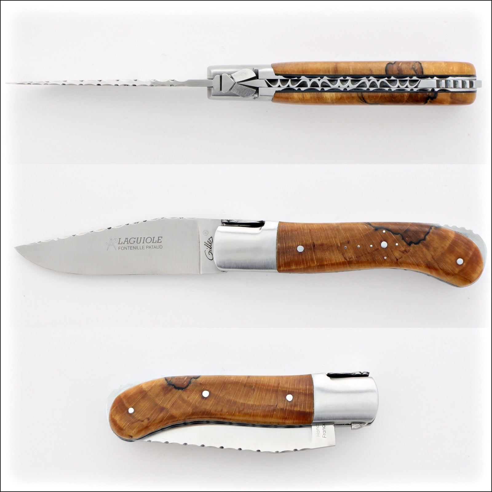 Laguiole Gentleman's Knife Guilloche - Burled Beech End Grain