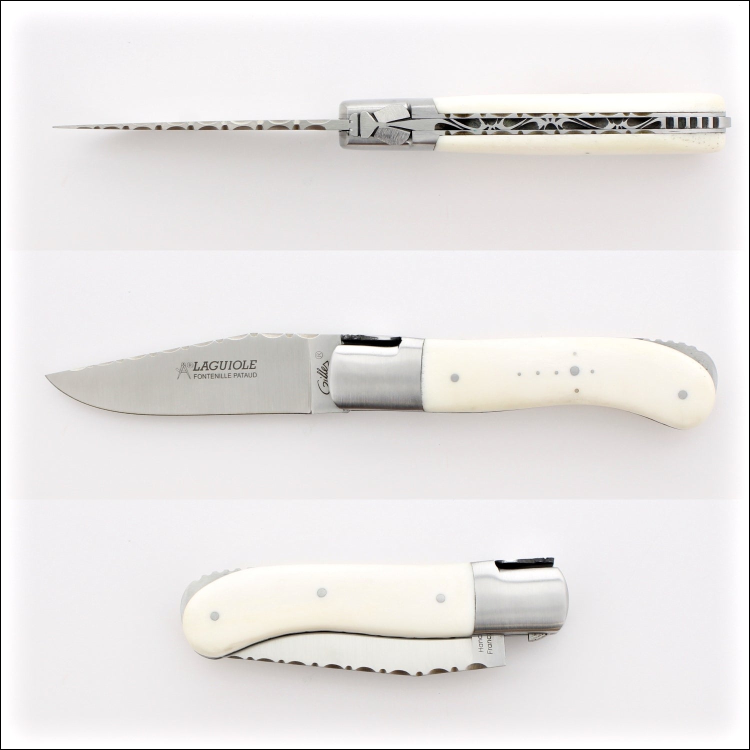 Laguiole Gentleman's Knife Guilloche - Cattle Bone
