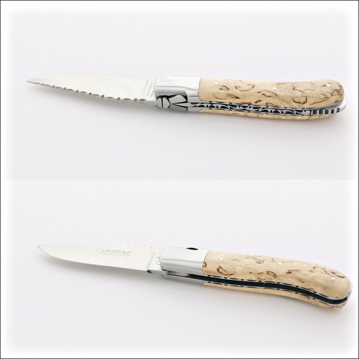 Laguiole Gentleman&#39;s Knife Guilloche - Karelian Birch