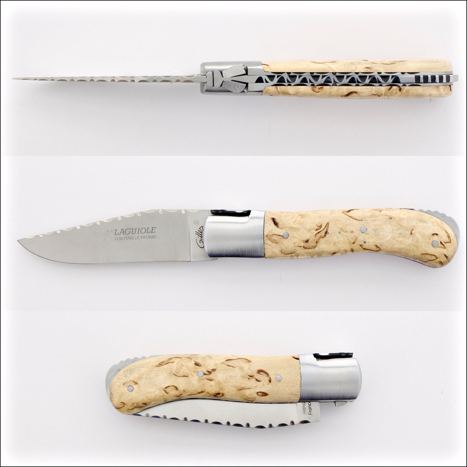 Laguiole Gentleman's Knife Guilloche - Karelian Birch