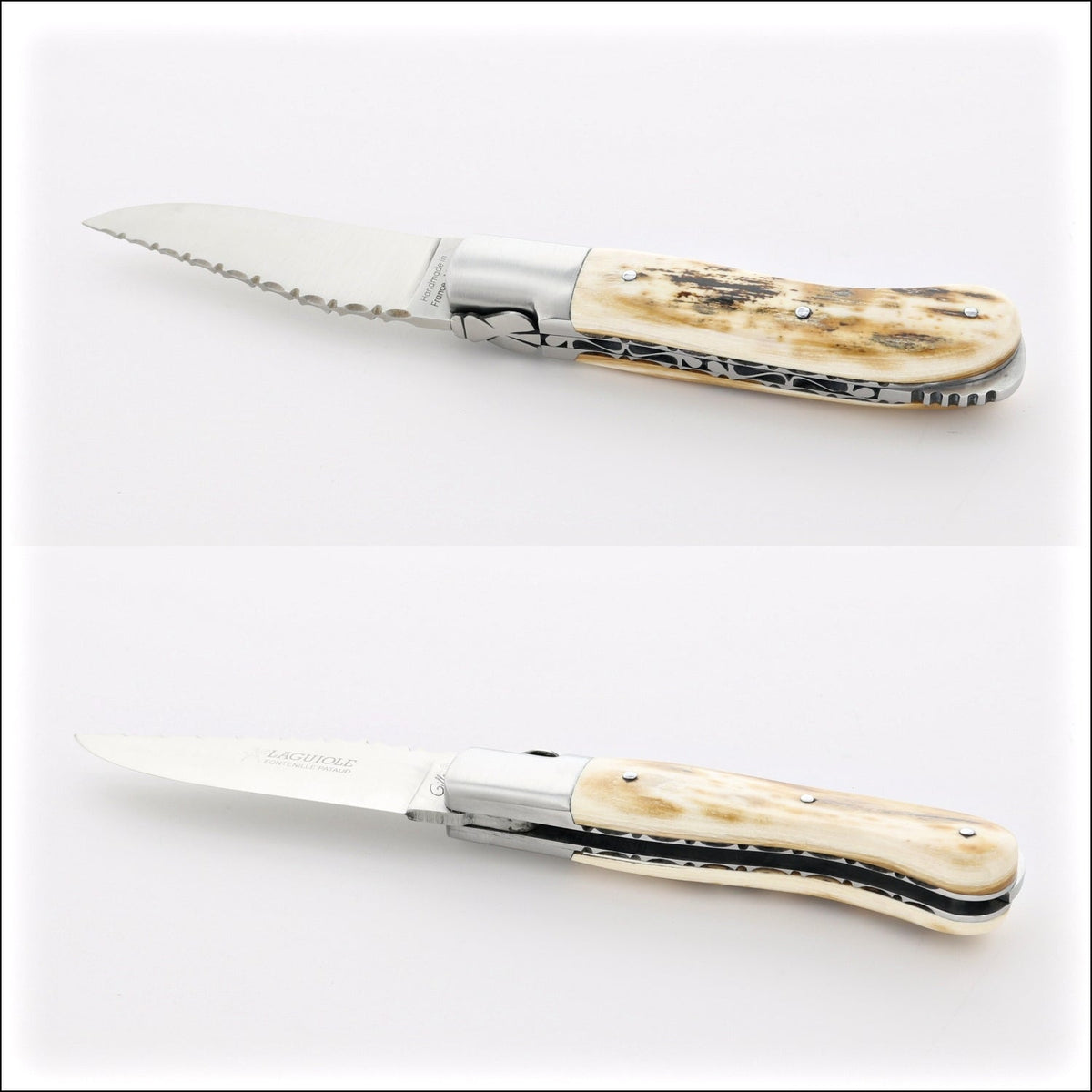 Laguiole Gentleman&#39;s Knife Guilloche - Mammoth Ivory - Brushed Finish