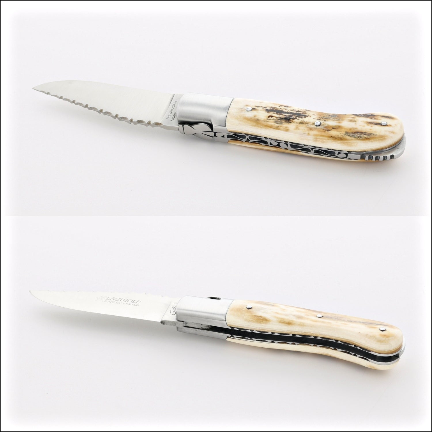 Laguiole Gentleman's Knife Guilloche - Mammoth Ivory - Brushed Finish