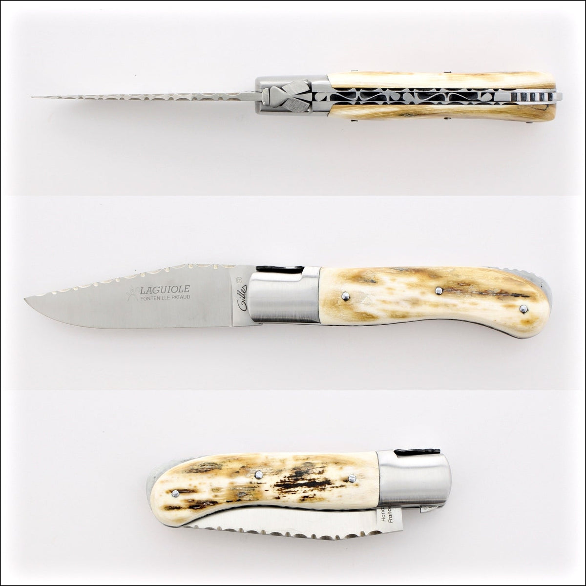 Laguiole Gentleman&#39;s Knife Guilloche - Mammoth Ivory - Brushed Finish