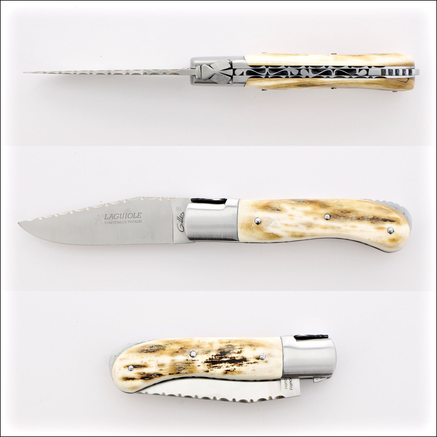 Laguiole Gentleman's Knife Guilloche - Mammoth Ivory - Brushed Finish