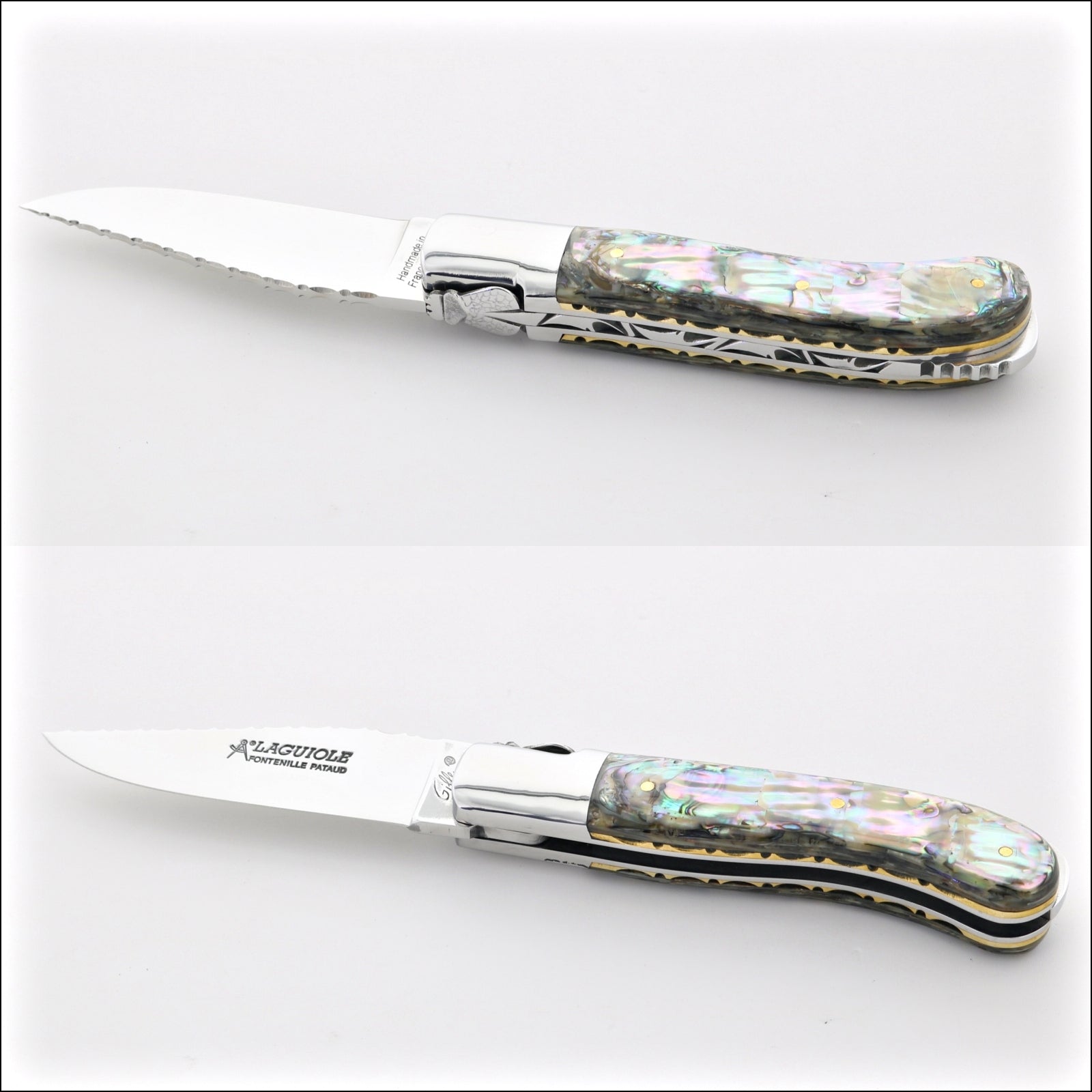 Laguiole Gentleman's Knife Guilloche - Mother of Pearl