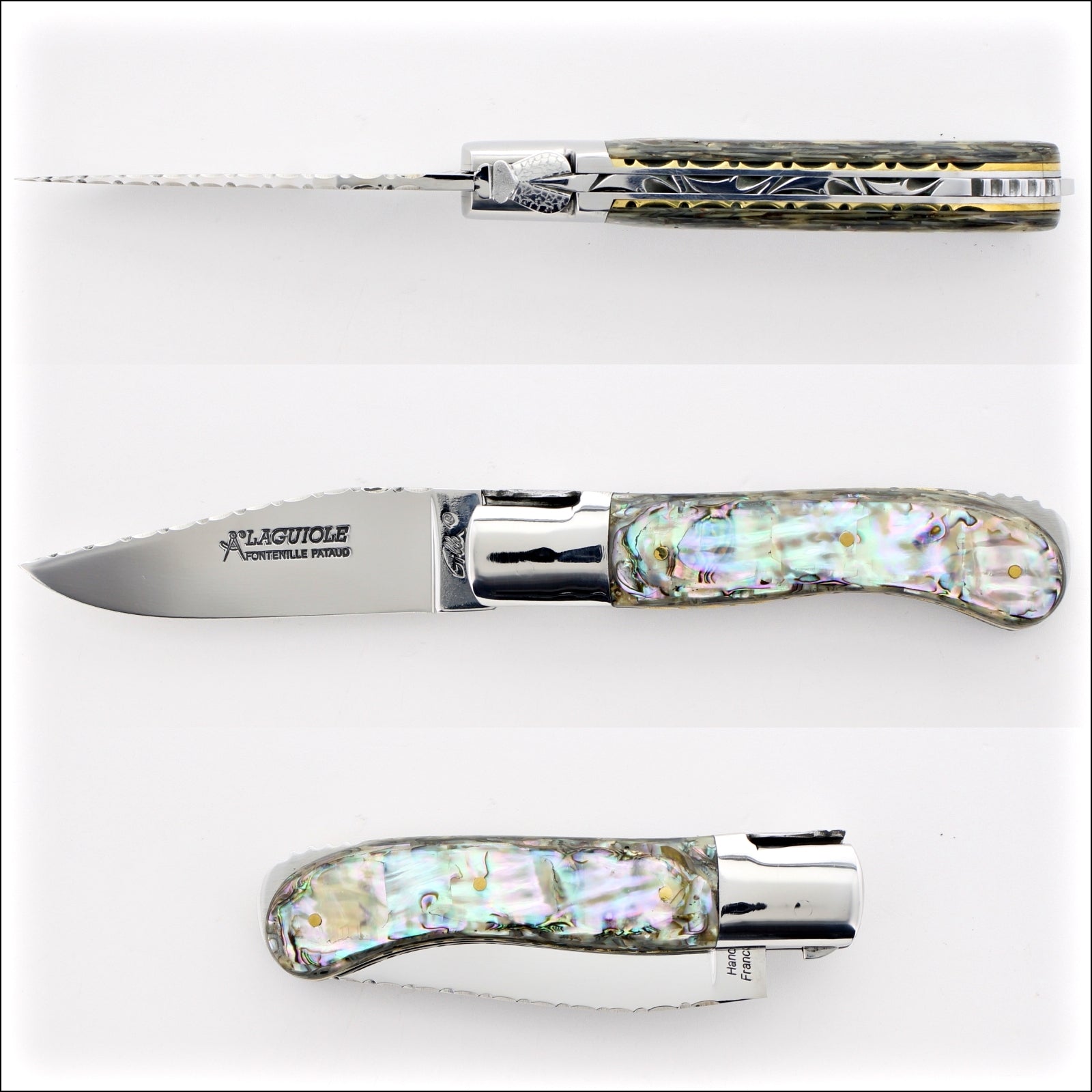 Laguiole Gentleman's Knife Guilloche - Mother of Pearl