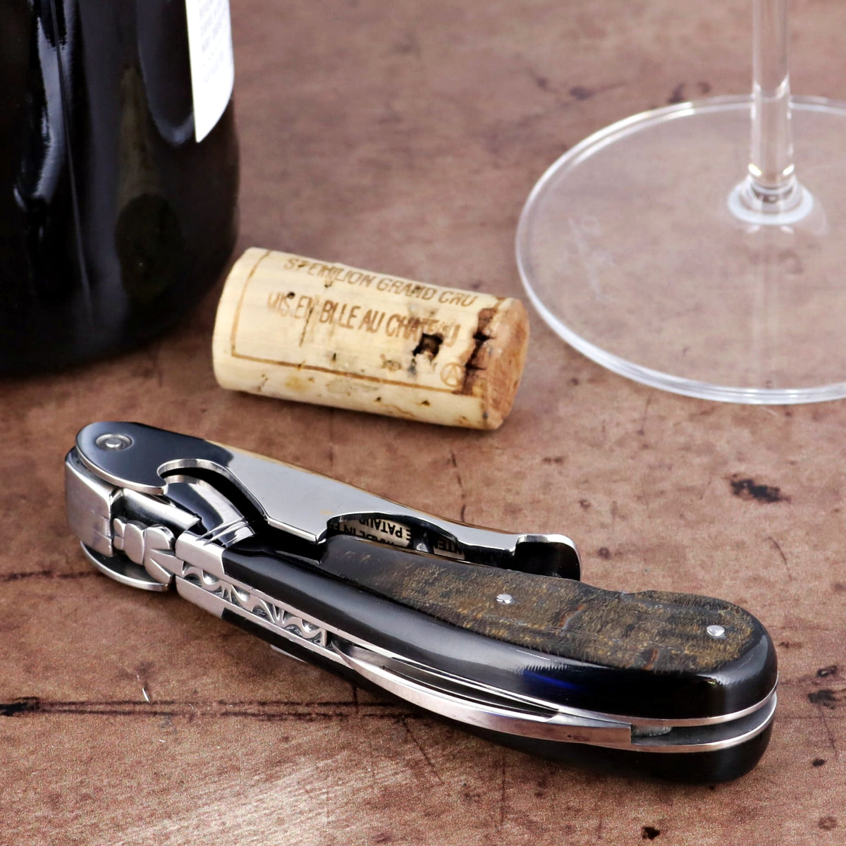Laguiole Magnum Buffalo Bark Corkscrew - C