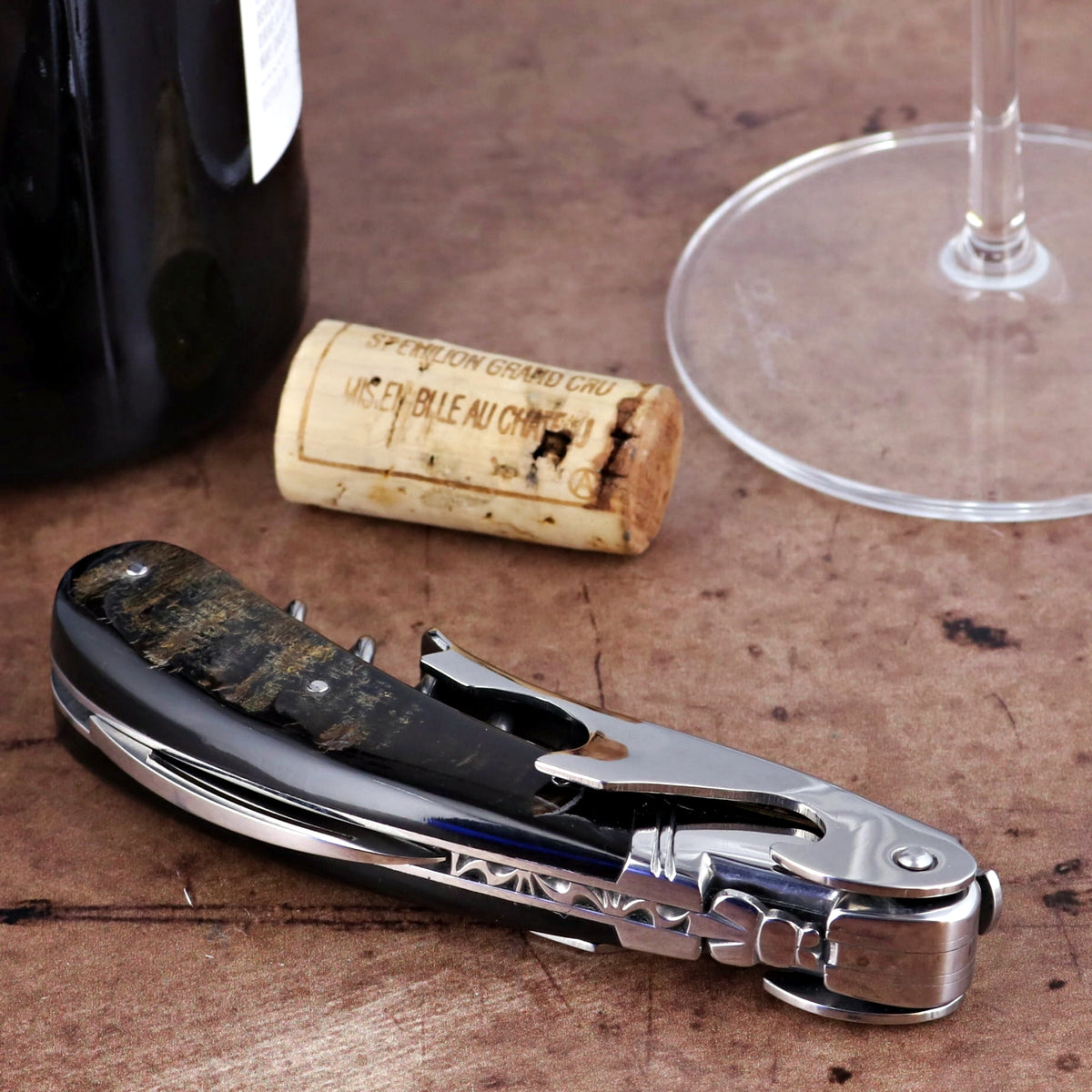 Laguiole Magnum Buffalo Bark Corkscrew - C