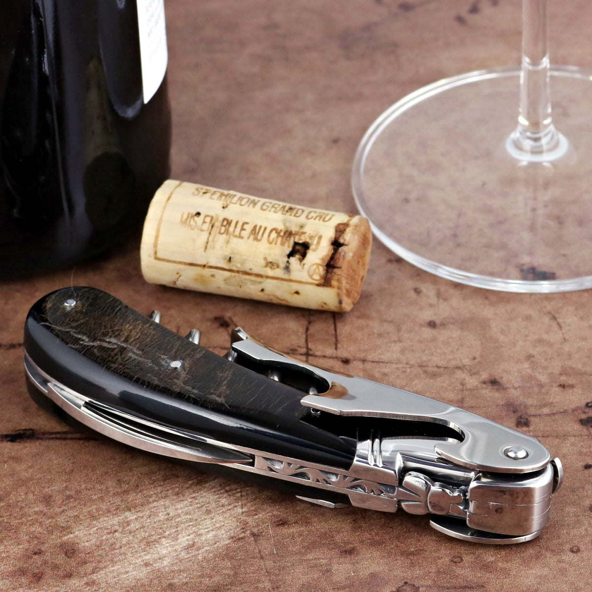 Laguiole Magnum Buffalo Bark Corkscrew - D