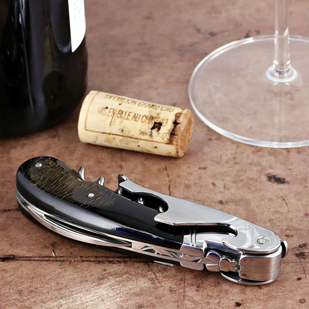 Laguiole Magnum Buffalo Bark Corkscrew - E
