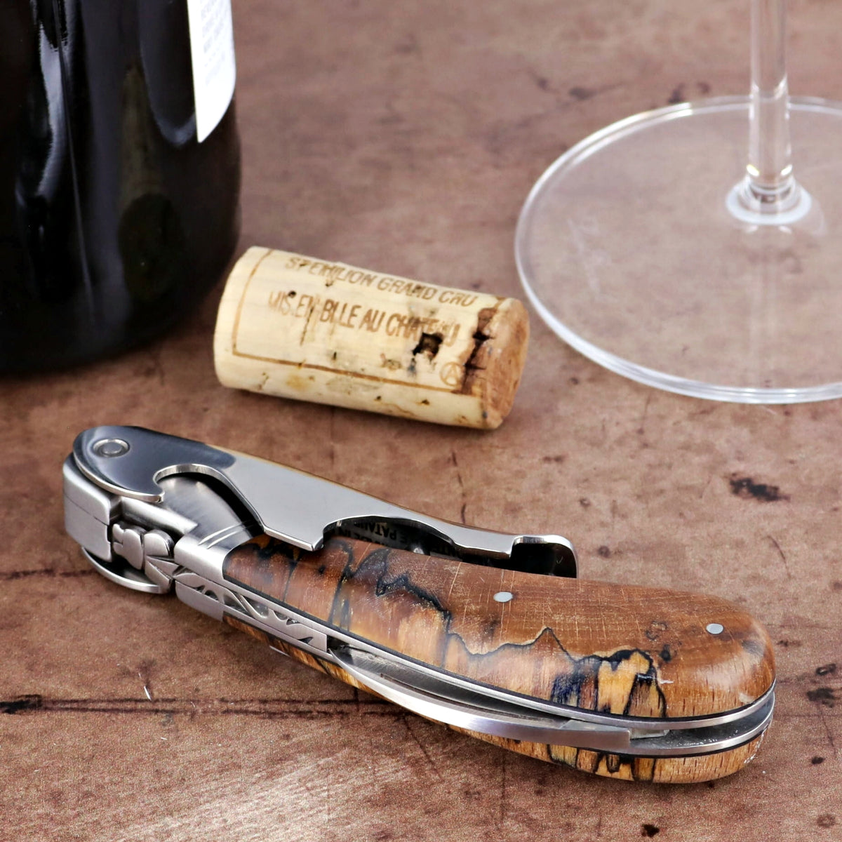 Laguiole Magnum Burled Beech End Grain Corkscrew - C