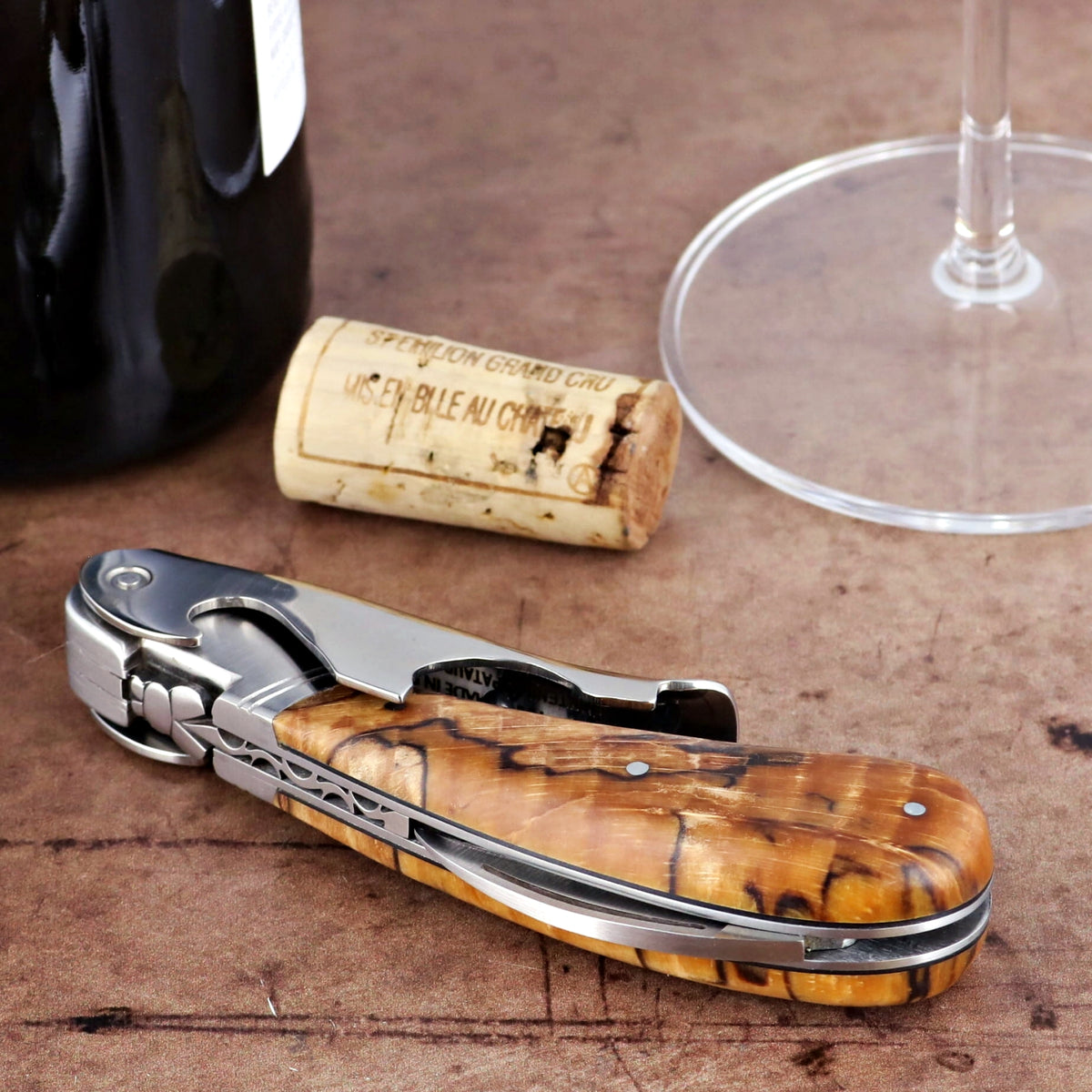 Laguiole Magnum Burled Beech End Grain Corkscrew - G