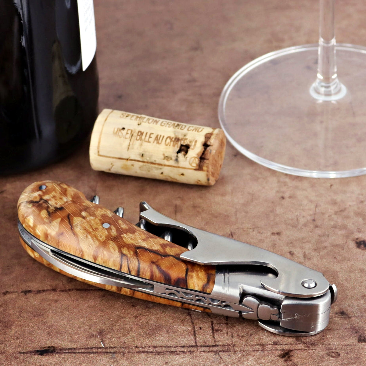 Laguiole Magnum Burled Beech End Grain Corkscrew - G