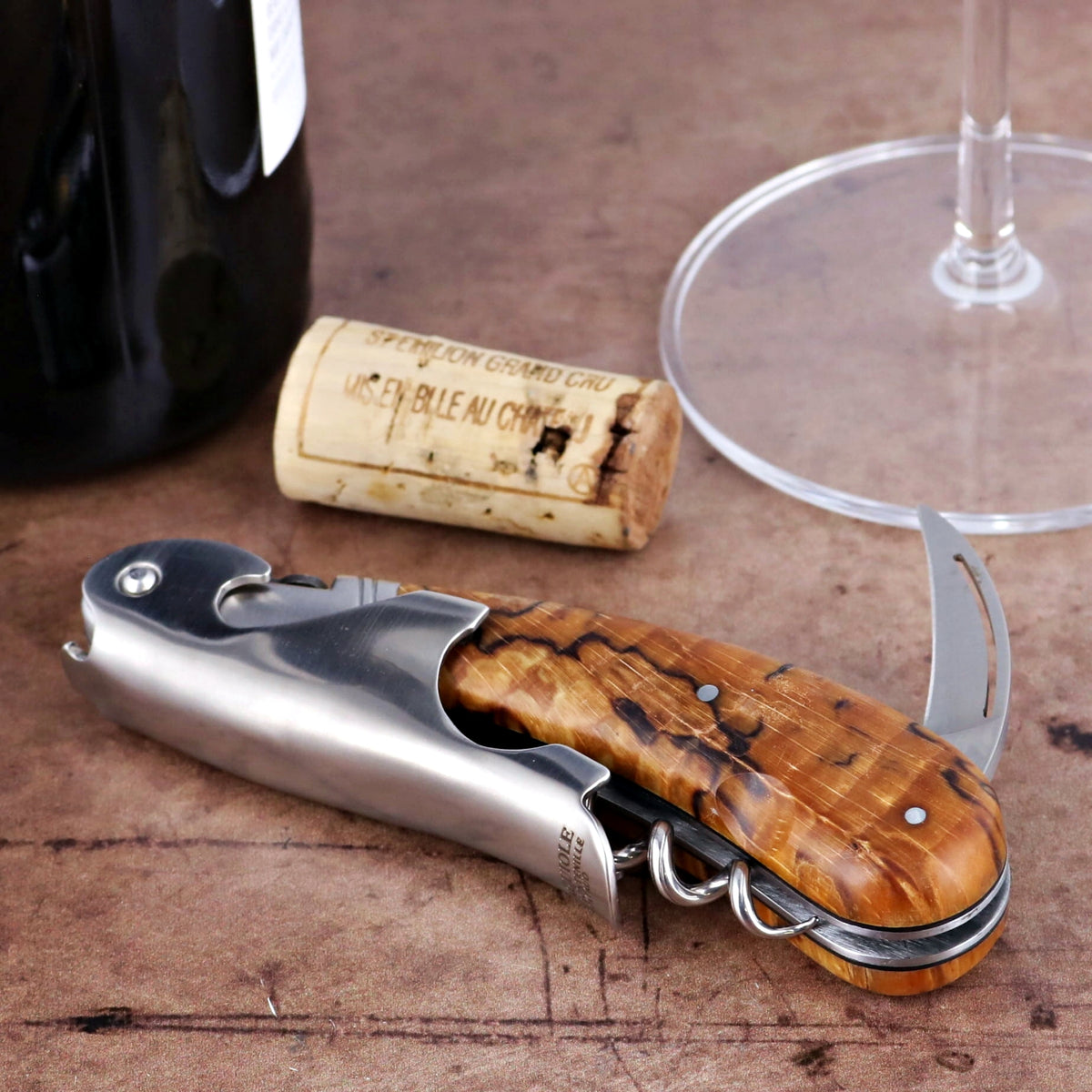Laguiole Magnum Burled Beech End Grain Corkscrew - G