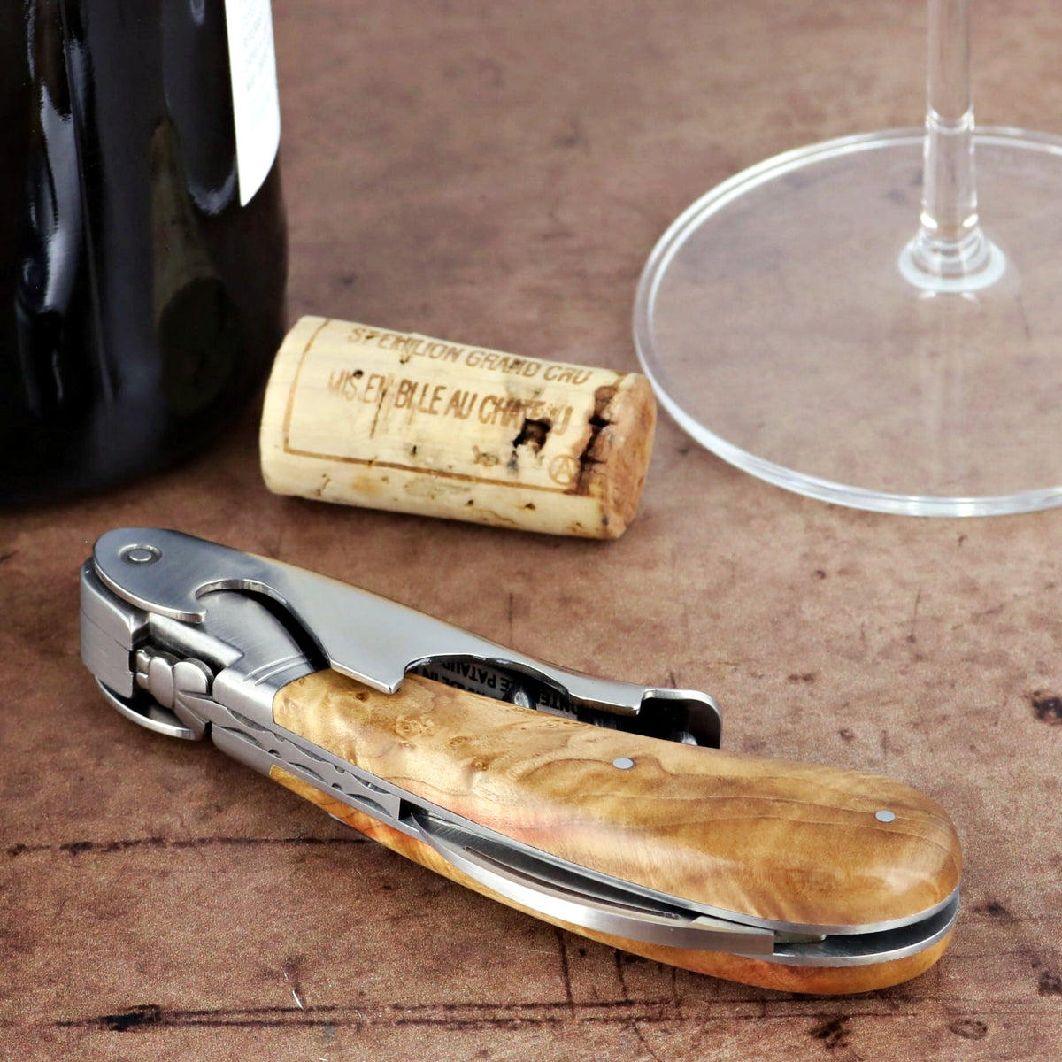 Laguiole Magnum Burled Maple Corkscrew - A-Laguiole Imports
