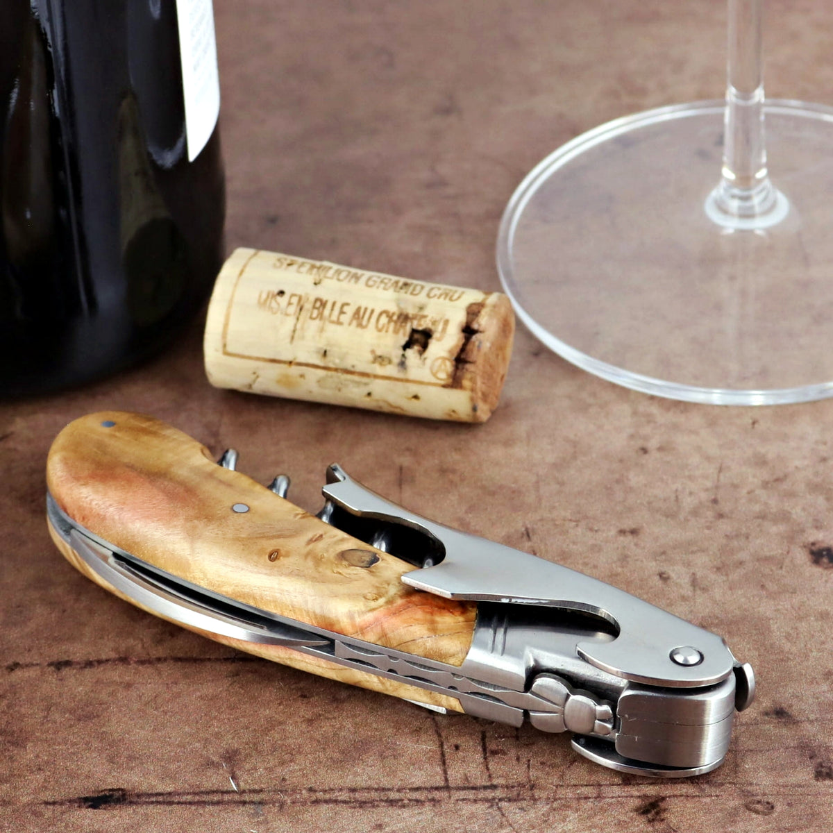 Laguiole Magnum Burled Maple Corkscrew - A-Laguiole Imports