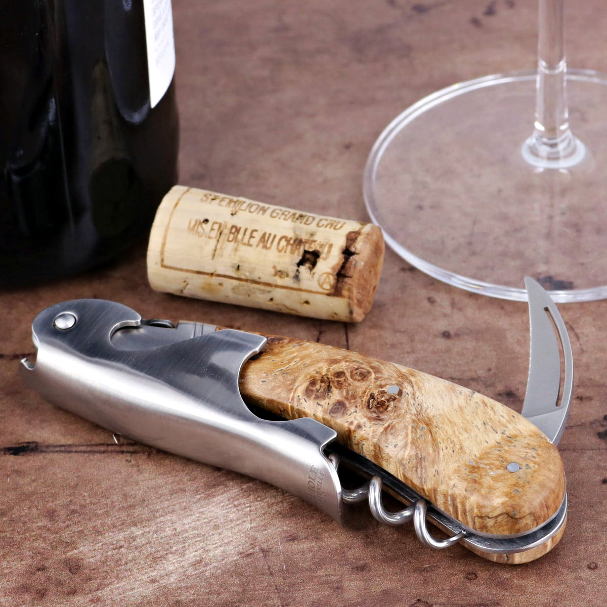 Laguiole Magnum Burled Maple Corkscrew - A