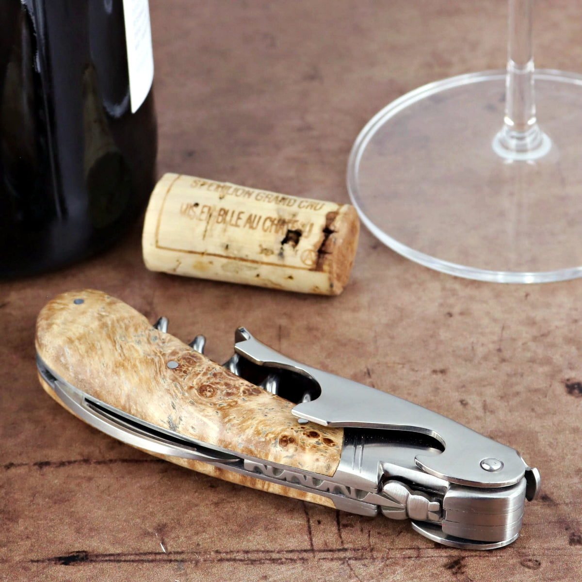Laguiole Magnum Burled Maple Corkscrew - B-Laguiole Imports