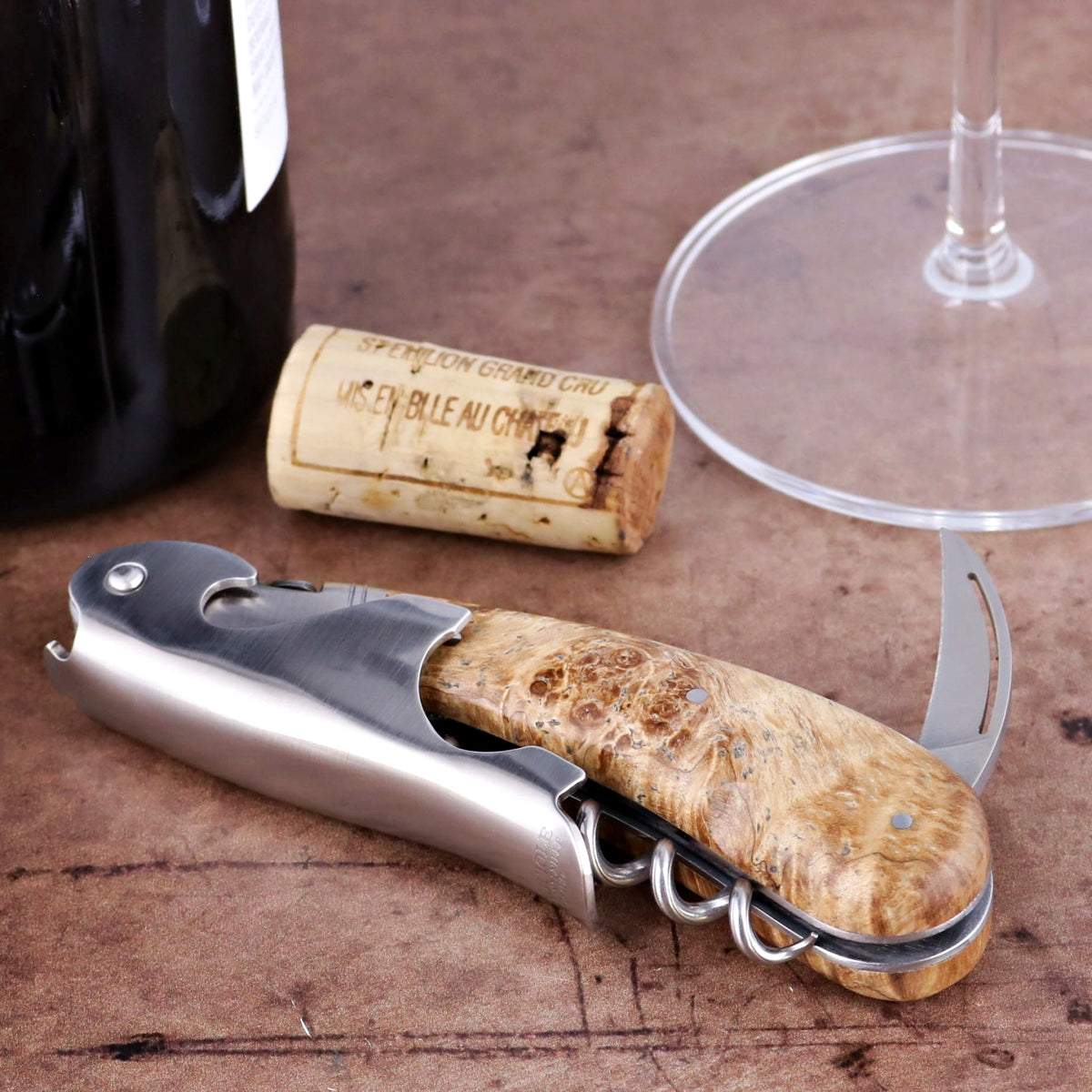Laguiole Magnum Burled Maple Corkscrew - B-Laguiole Imports