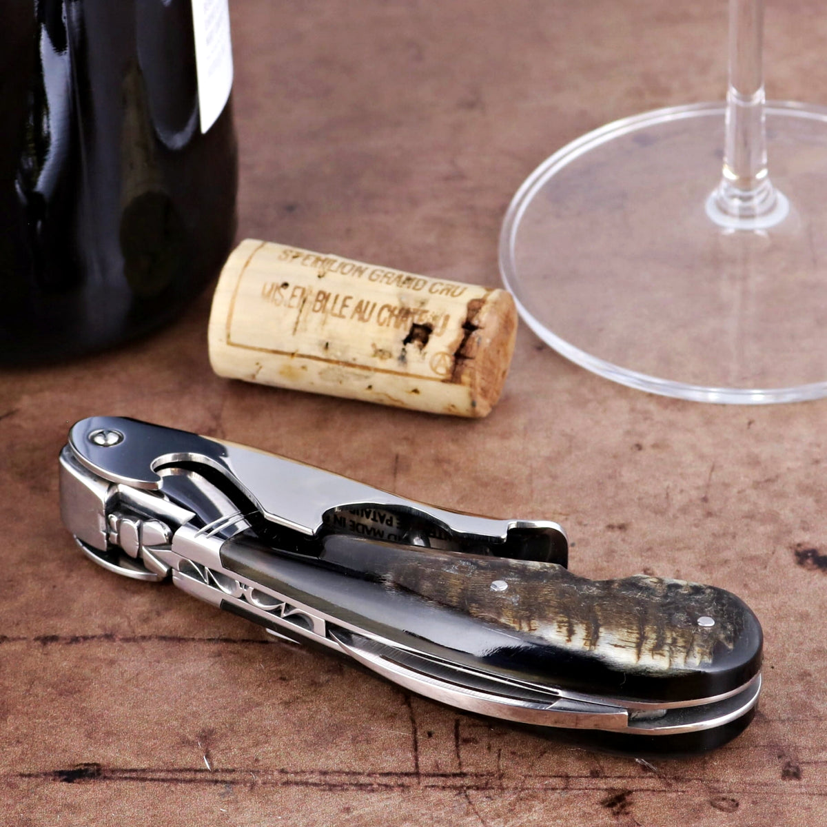 Laguiole Magnum Dark Ram Horn Corkscrew - A