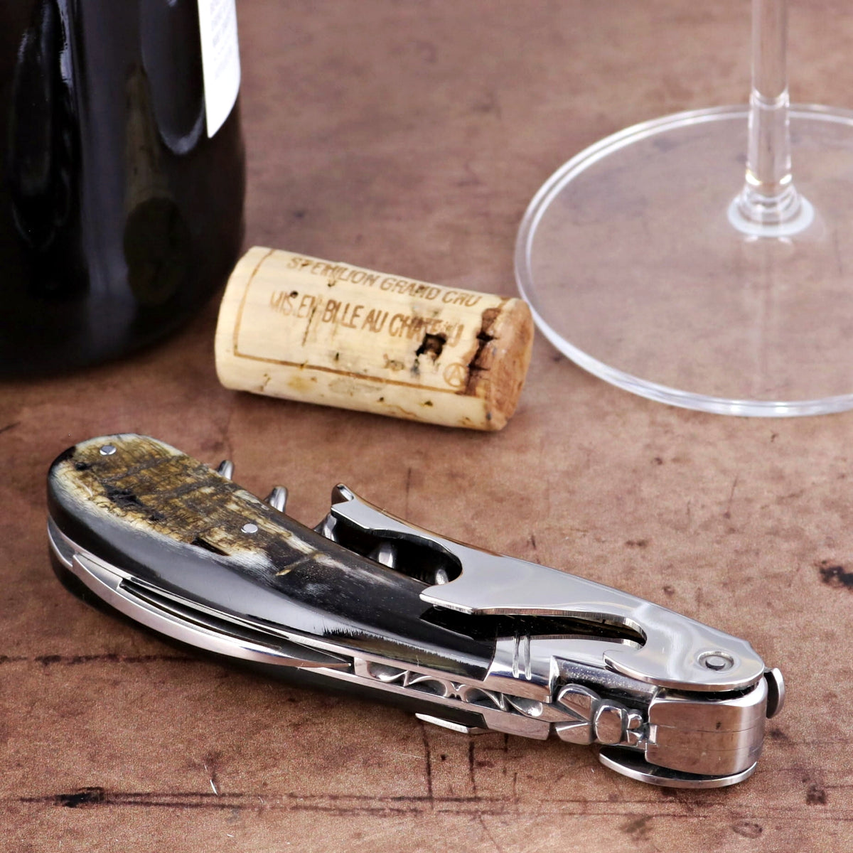 Laguiole Magnum Dark Ram Horn Corkscrew - A