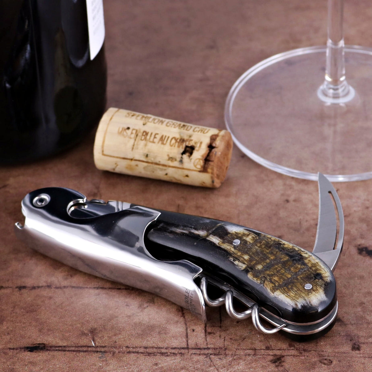 Laguiole Magnum Dark Ram Horn Corkscrew - A