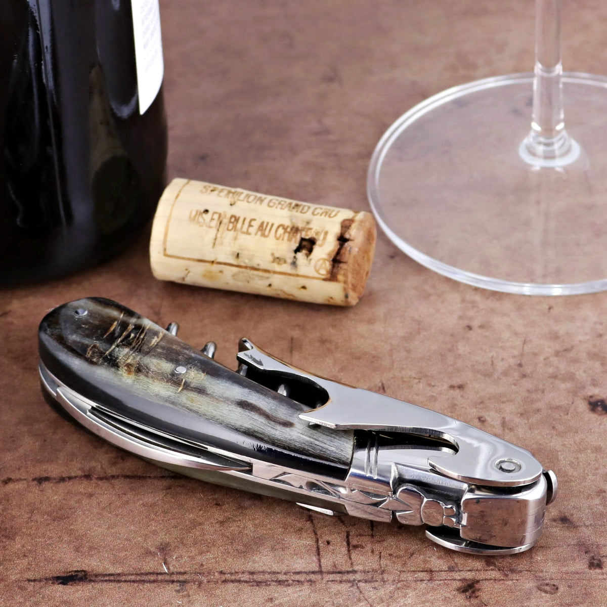 Laguiole Magnum Dark Ram Horn Corkscrew - B