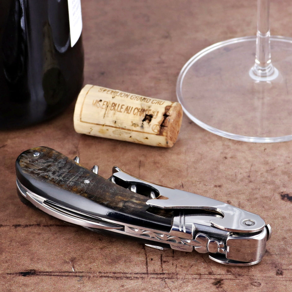 Laguiole Magnum Dark Ram Horn Corkscrew - B