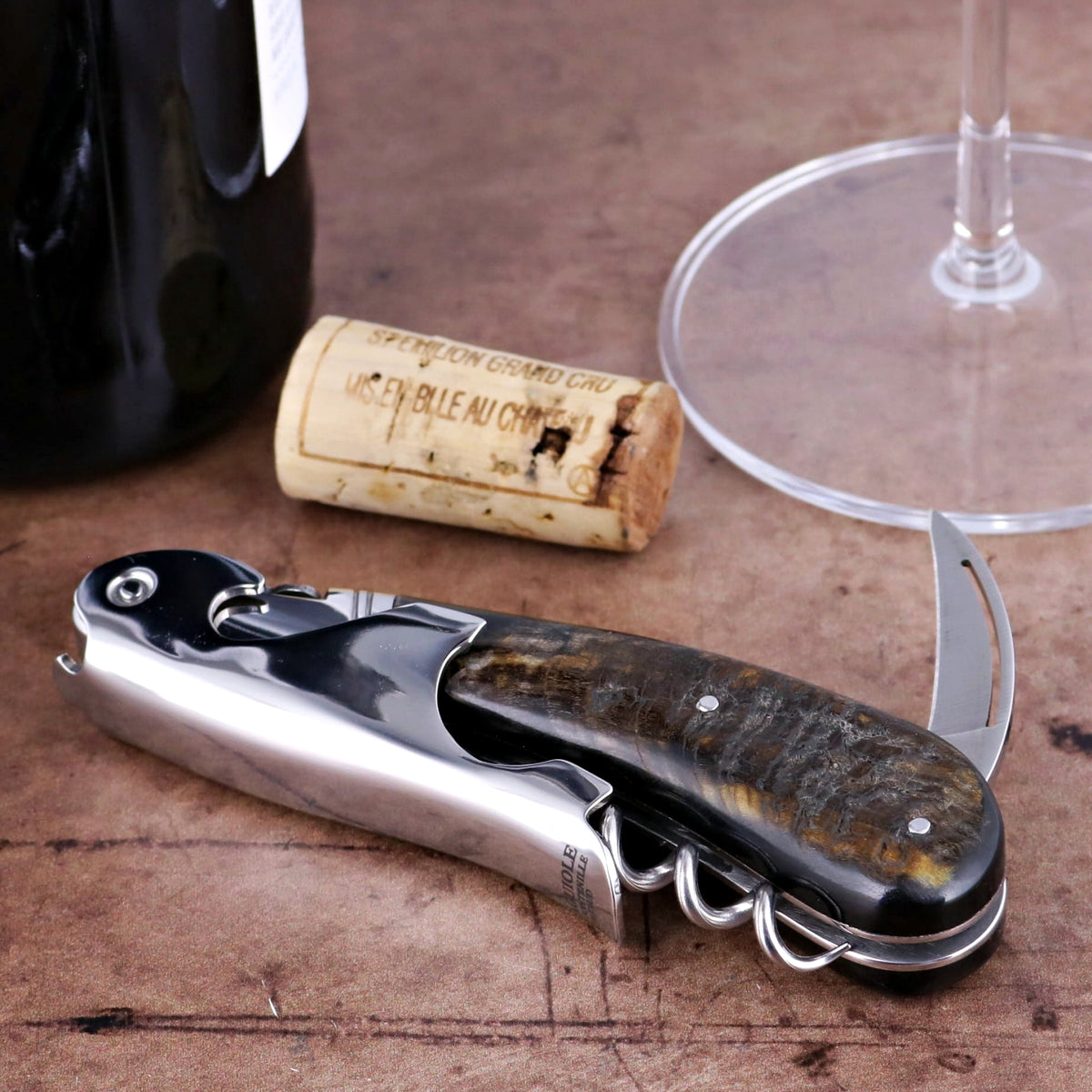 Laguiole Magnum Dark Ram Horn Corkscrew - B