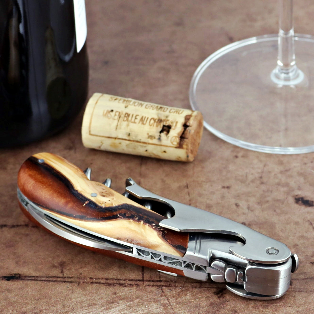 Laguiole Magnum Hybrid Juniper Burl Corkscrew - B