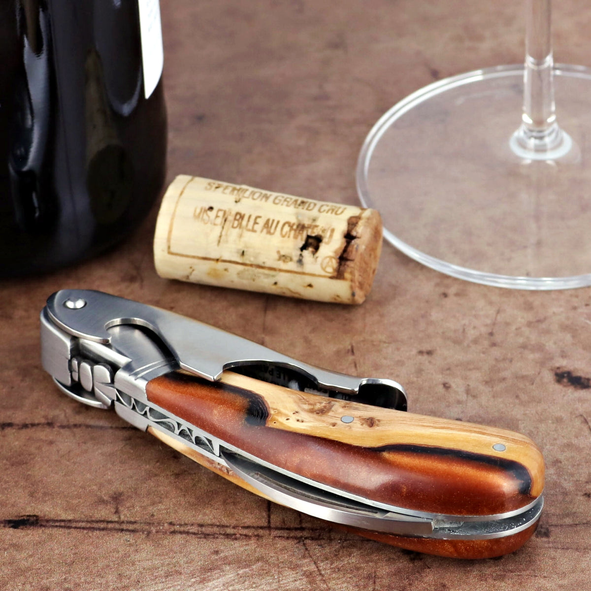 Laguiole Magnum Hybrid Juniper Burl Corkscrew - B