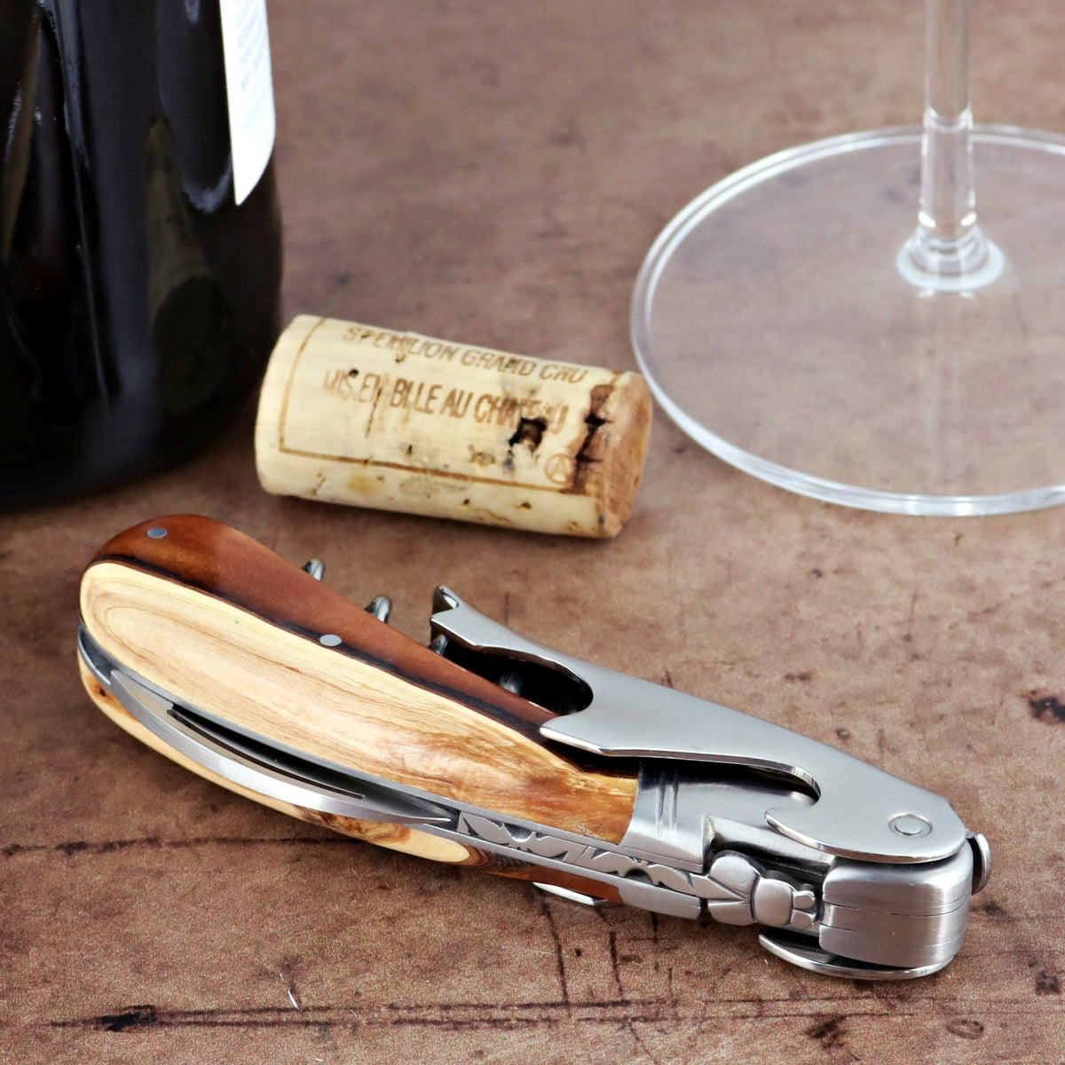 Laguiole Magnum Hybrid Juniper Burl Corkscrew - B