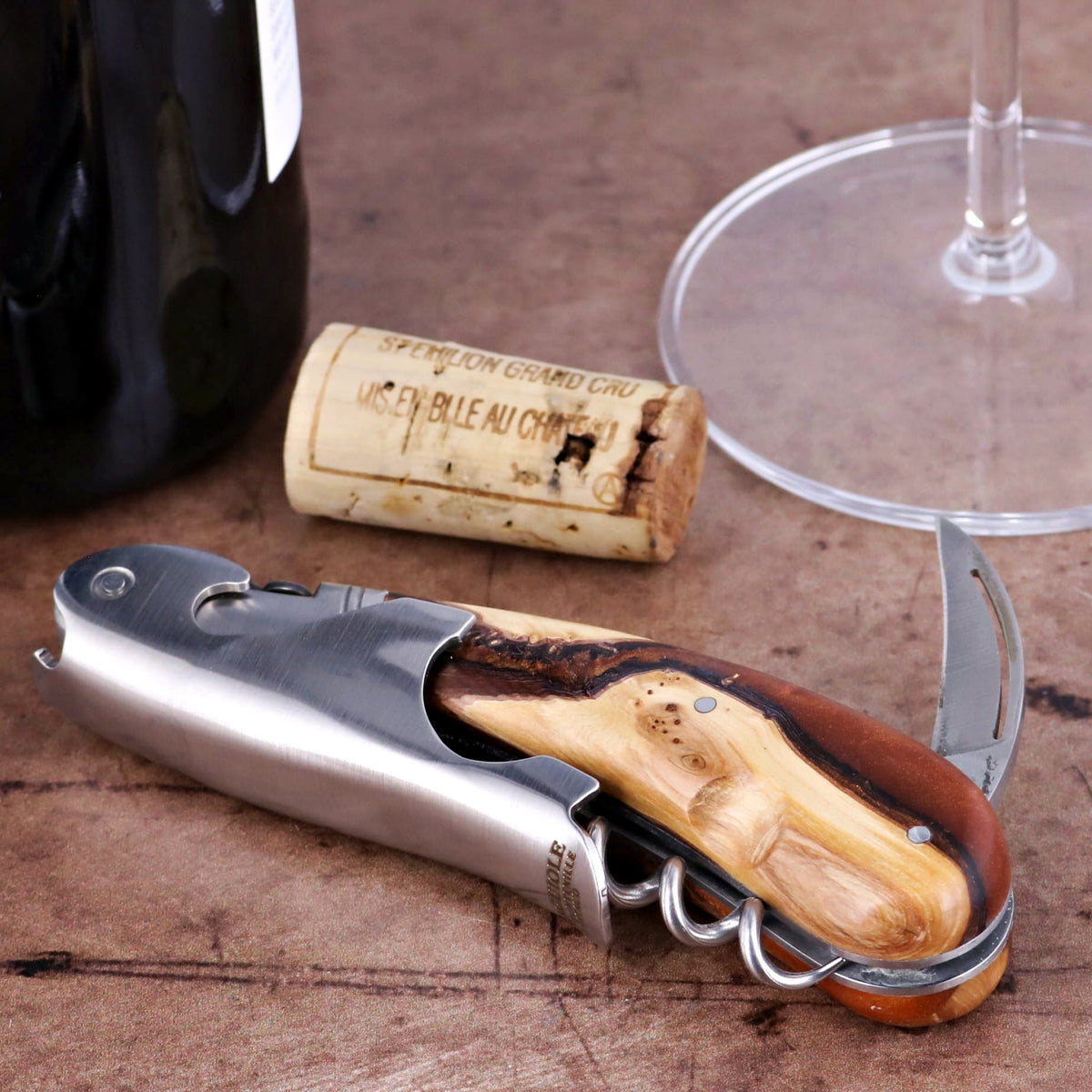 Laguiole Magnum Hybrid Juniper Burl Corkscrew - B