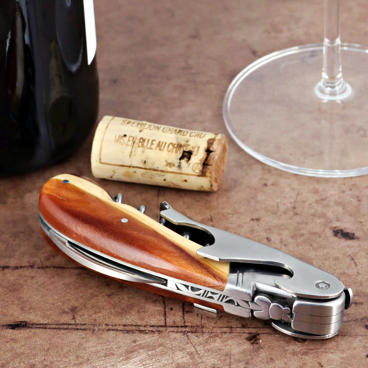 Laguiole Magnum Hybrid Juniper Burl Corkscrew - D