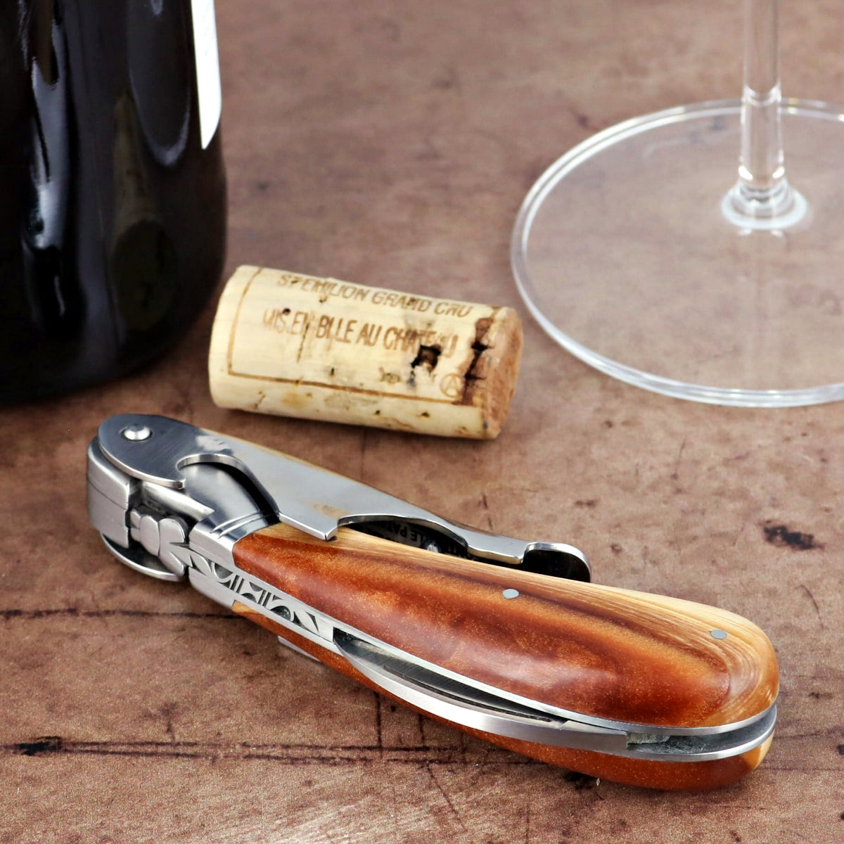Laguiole Magnum Hybrid Juniper Burl Corkscrew - D