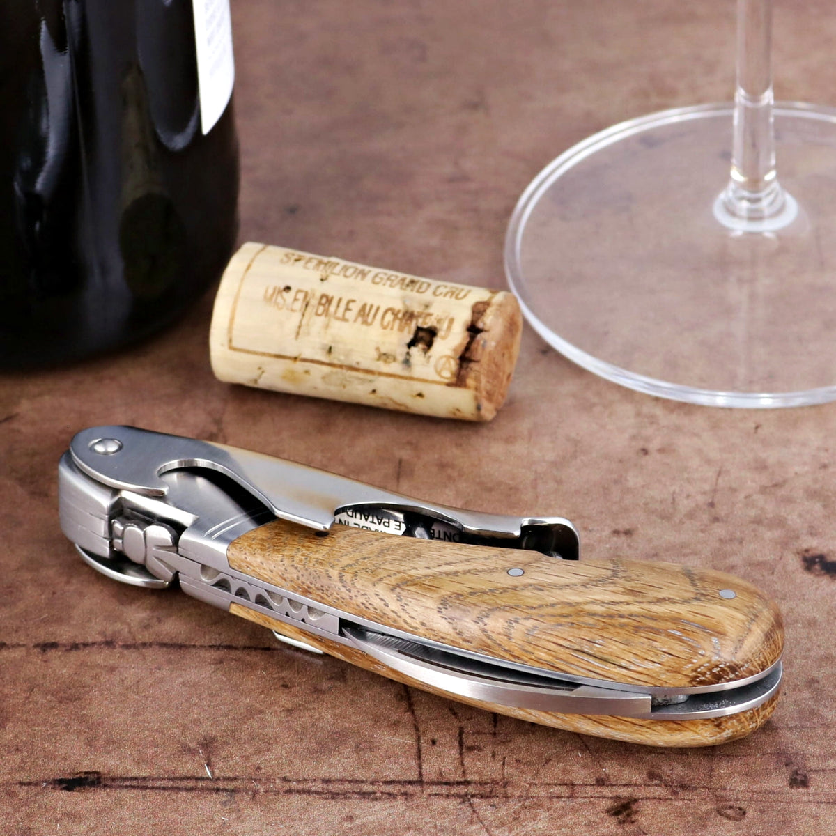 Laguiole Magnum Oak Barrel Wood Corkscrew - A