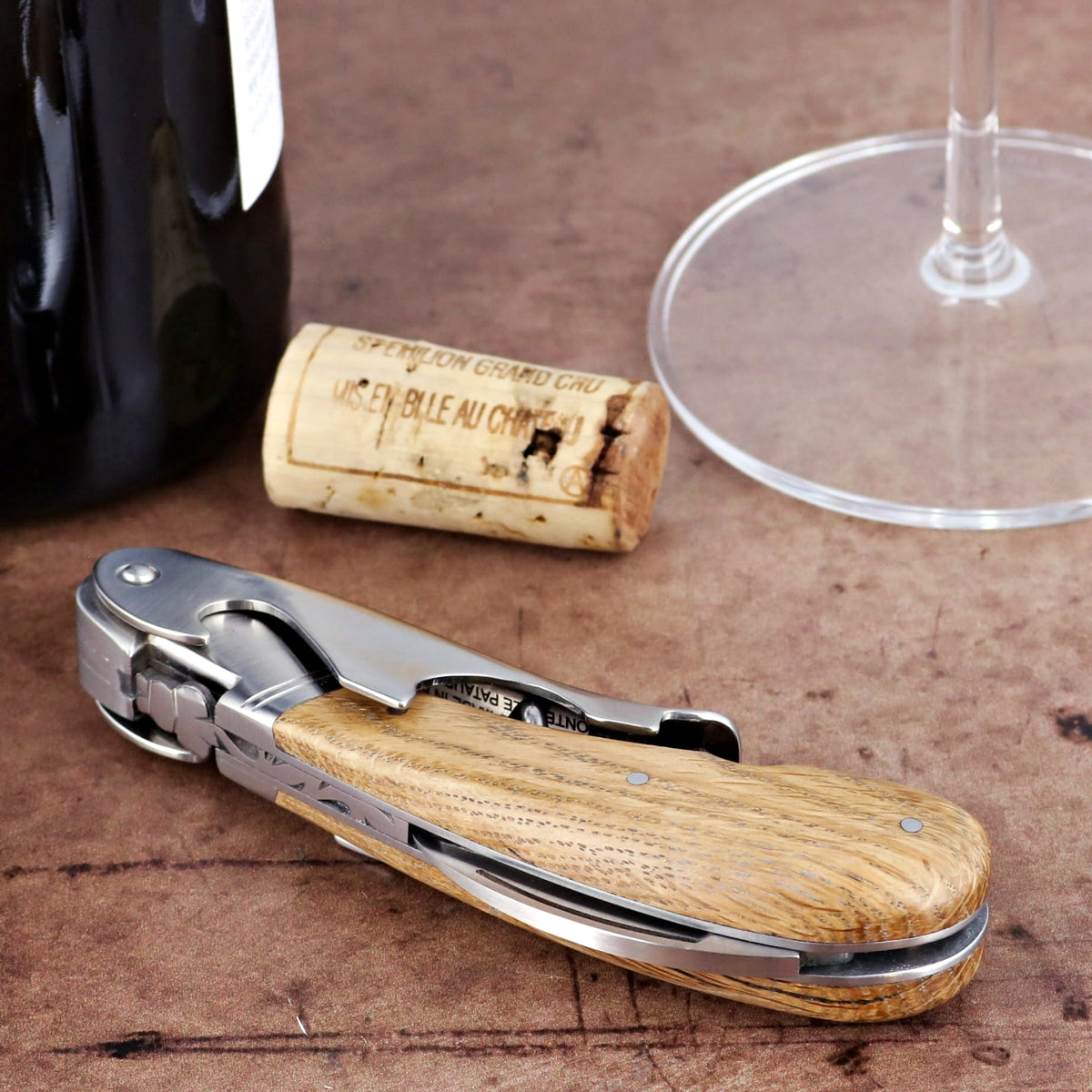 Laguiole Magnum Oak Barrel Wood Corkscrew - A