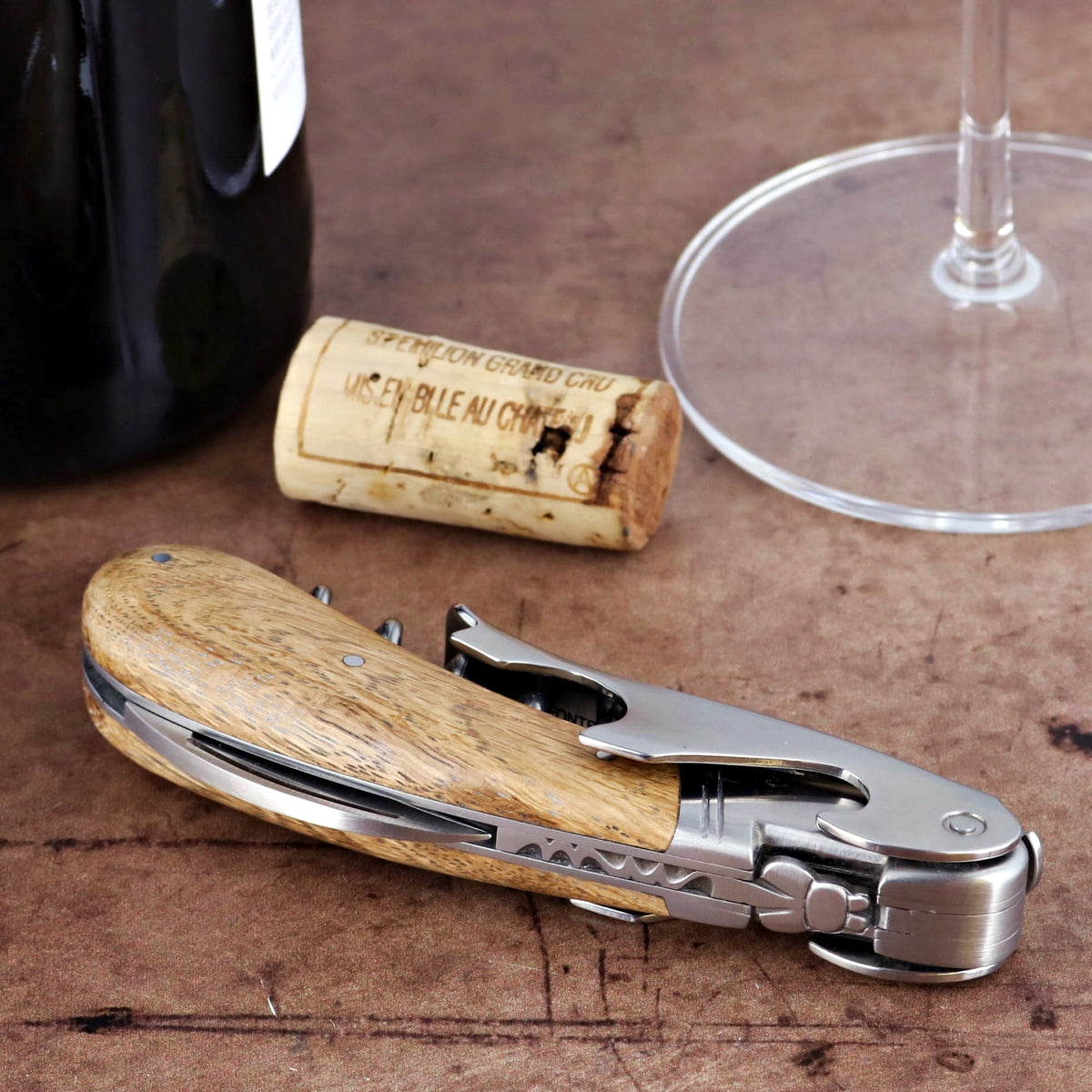 Laguiole Magnum Oak Barrel Wood Corkscrew - A