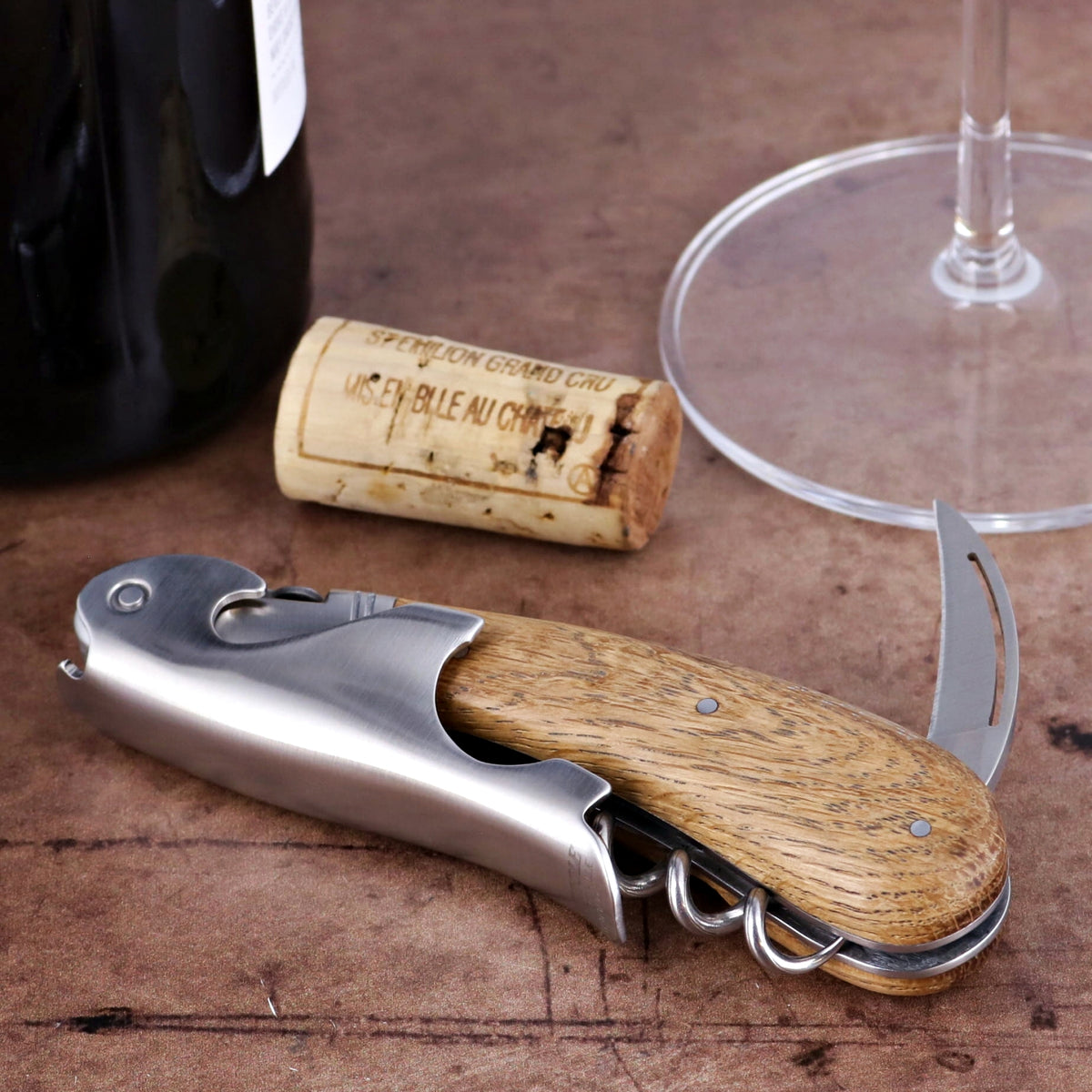 Laguiole Magnum Oak Barrel Wood Corkscrew - A