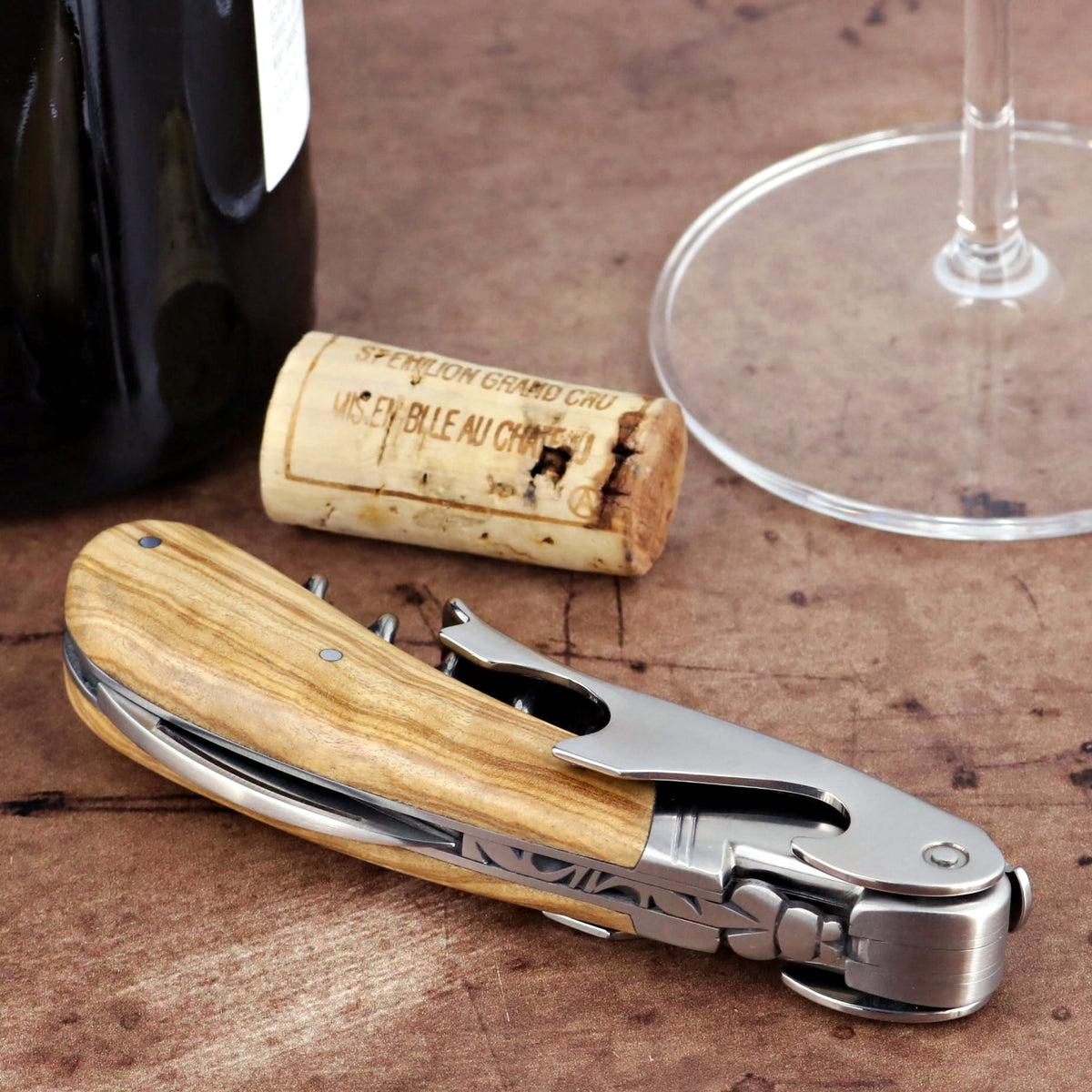 Laguiole Magnum Olive Wood Corkscrew - A