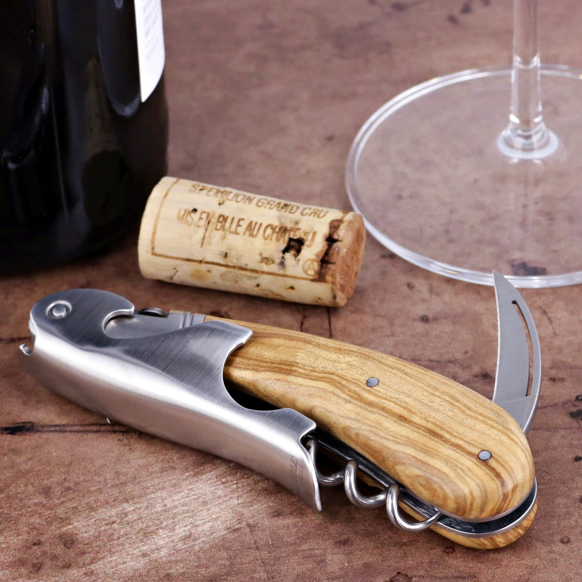 Laguiole Magnum Olive Wood Corkscrew - A