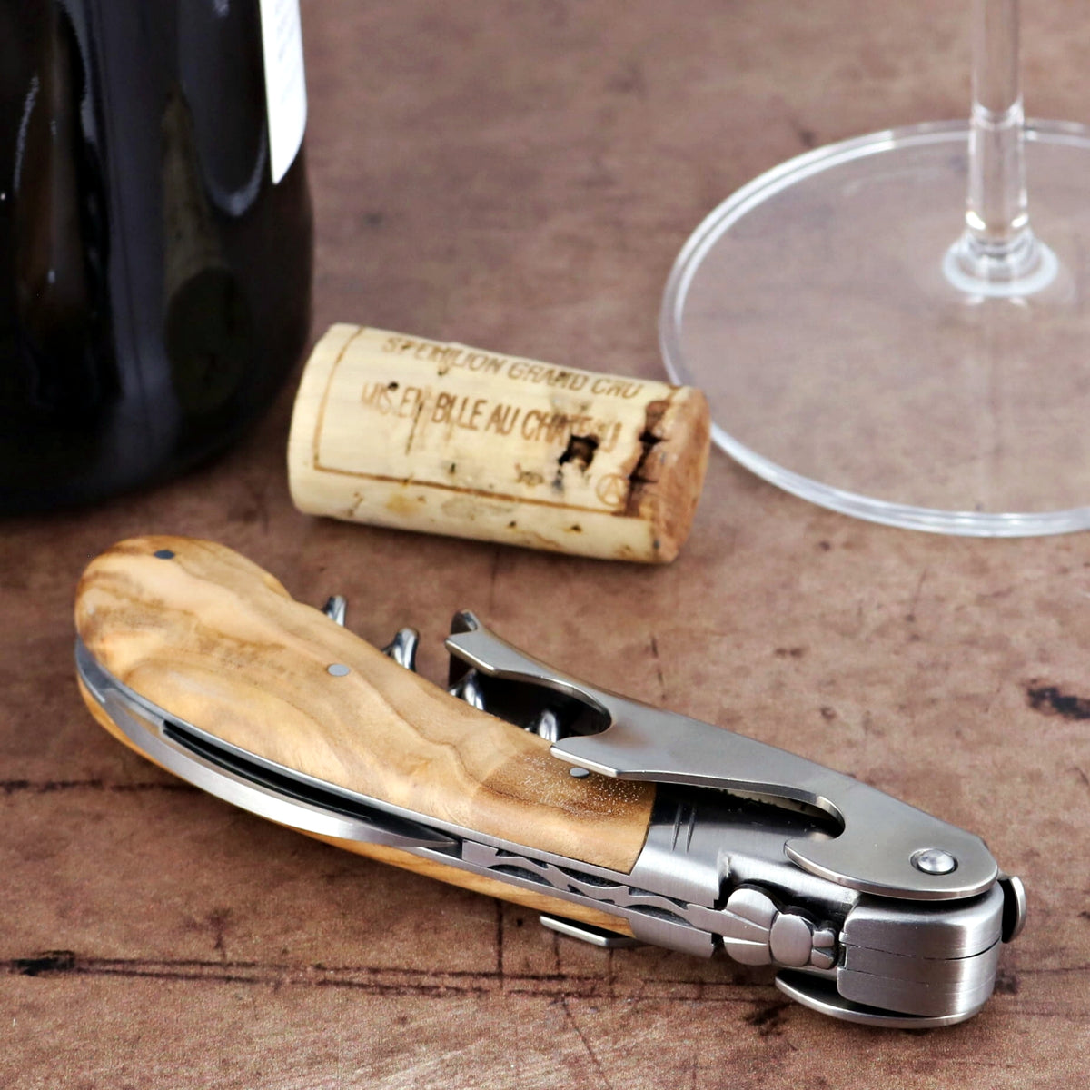 Laguiole Magnum Olive Wood Corkscrew - B