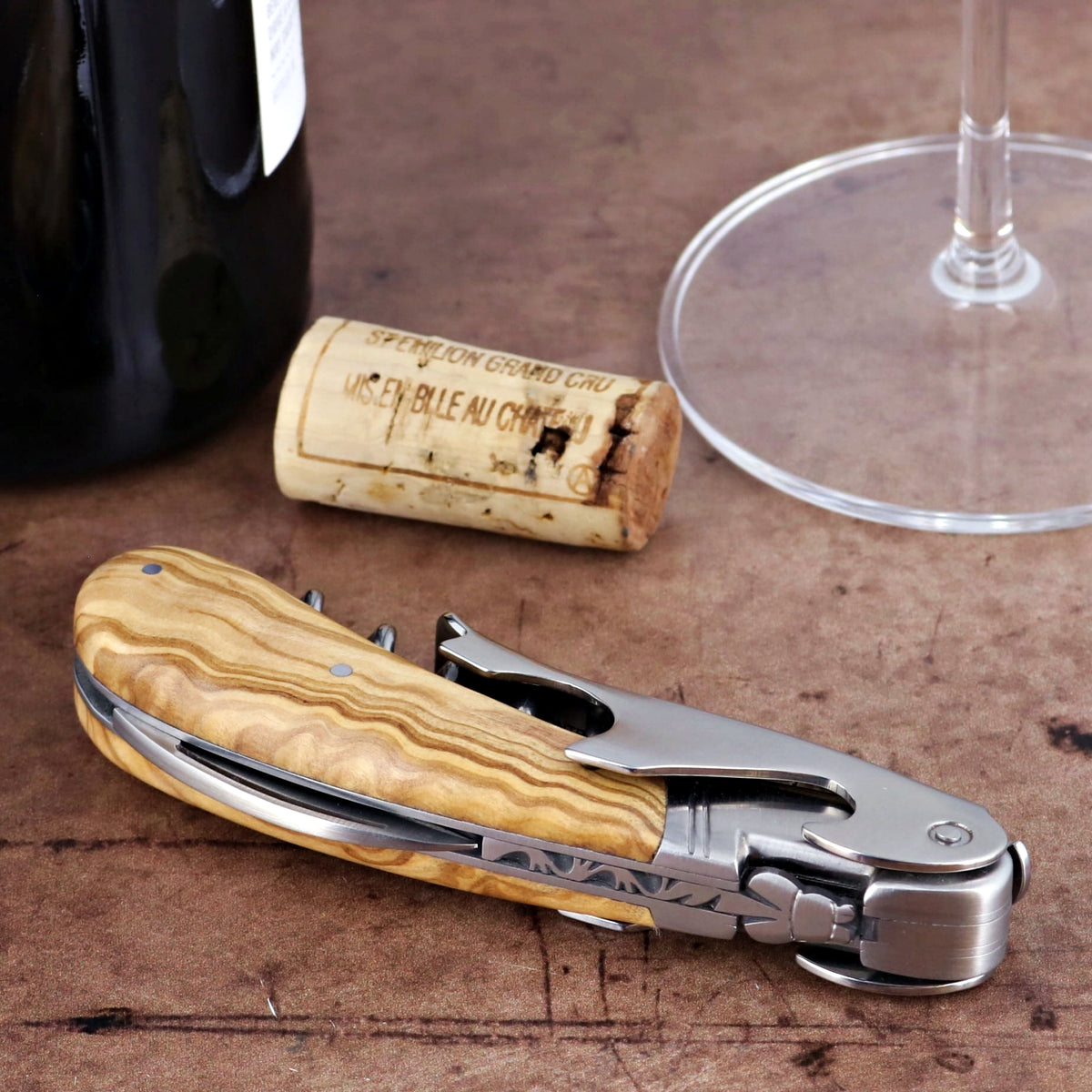 Laguiole Magnum Olive Wood Corkscrew - C